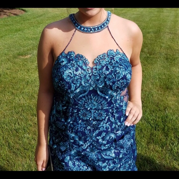 Navy and light blue formal dress - Picture 2 of 4